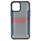 Husa iPhone 12 Albastra, TPU+PC, Fibra Carbon, Protectie Premium