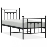 Cumpara ieftin Cadru pat metalic cu tablii de cap/picioare, negru, 75x190 cm