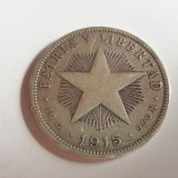 Cuba 40 centavos 1915 argint 900/10g, America Centrala si de Sud