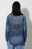 Evisu cămașă din denim Seagull Appolique bărbați, cu guler clasic, relaxed, 2EAHTM3SL8012RXCT