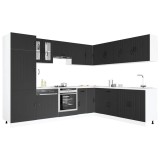 vidaXL Set dulap de bucătărie 14 piese &bdquo;Lucca&rdquo; lemn negru prelucrat 3314982