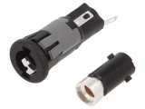 Clemă siguranţe cilindrice 5x20mm 250V neagră pe panou