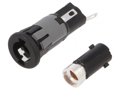 Clemă siguranţe cilindrice 5x20mm 250V neagră pe panou foto