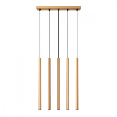 Lampă Suspendată Pastelo De Aur Oțel 5 Becuri Tub Modern De Interior foto