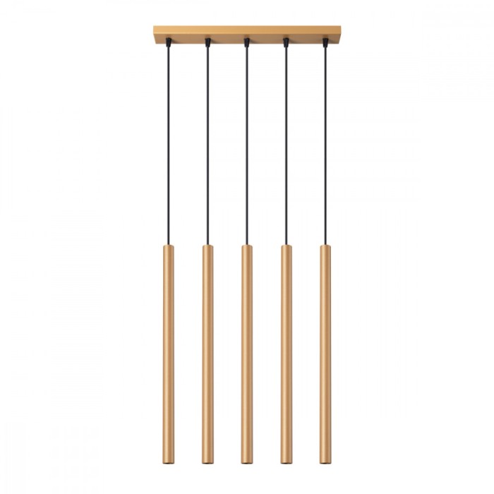 Lampă Suspendată Pastelo De Aur Oțel 5 Becuri Tub Modern De Interior