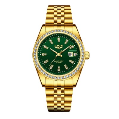 Ceas Barbati Lige 89183 Auriu-Verde , Design Business, Functii Multiple, Afisaj Luminos, Rezistent la Apa 3ATM foto