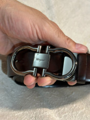 CUREA PIELE Salvatore FERRAGAMO - Gancini Buckle Belt - Cu 2 Fete - Originala ! foto