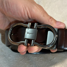 CUREA PIELE Salvatore FERRAGAMO - Gancini Buckle Belt - Cu 2 Fete - Originala !