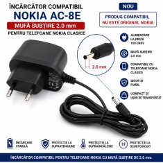 Incarcator Nokia AC-8E cu mufa subtire compatibil