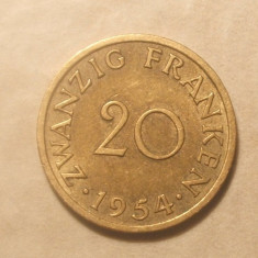 SAARLAND 20 FRANKEN 1954