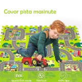 Covoras pista masinute, 9 piese tip puzzle, spuma EVA, grosime 1 cm, 90x90 cm, ProCart