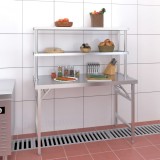 VidaXL Masă bucătărie cu raft superior, 120x60x145 cm, oțel inoxidabil