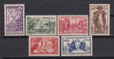 COLONII FRANCEZE SENEGAL 1937 EXPO.INTRNATIONALA PARIS MI. 164-169 MH foto