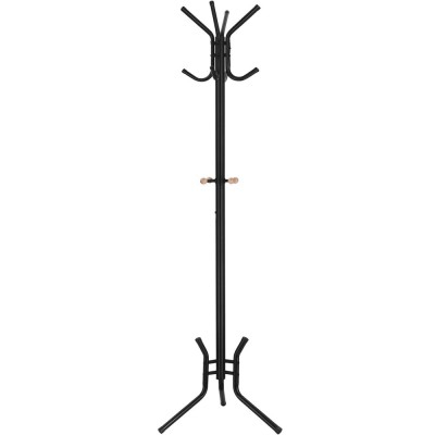 VASAGLE Cuier pentru haine, din otel, tip pom, cu 12 carlige, 176cm, negru foto