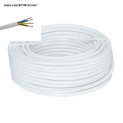 Cablu Electric Litat 4x1mm&amp;sup2; Alb MYYM Litat / 100ml foto