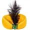 Turban Deghizare Sultan, Galben, Pană Neagră, Piatra Decorativă Galbenă, Poliester, Adulți