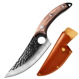 Cumpara ieftin Cutit de bucatarie cu toc, 27 cm, maner ergonomic, otel si lemn, Oem