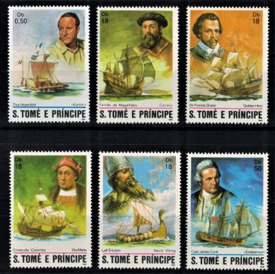 S. TOME E PRINCIPE 1982 - Mari navigatori /serie completa MNH (Michel 15&amp;euro;) foto