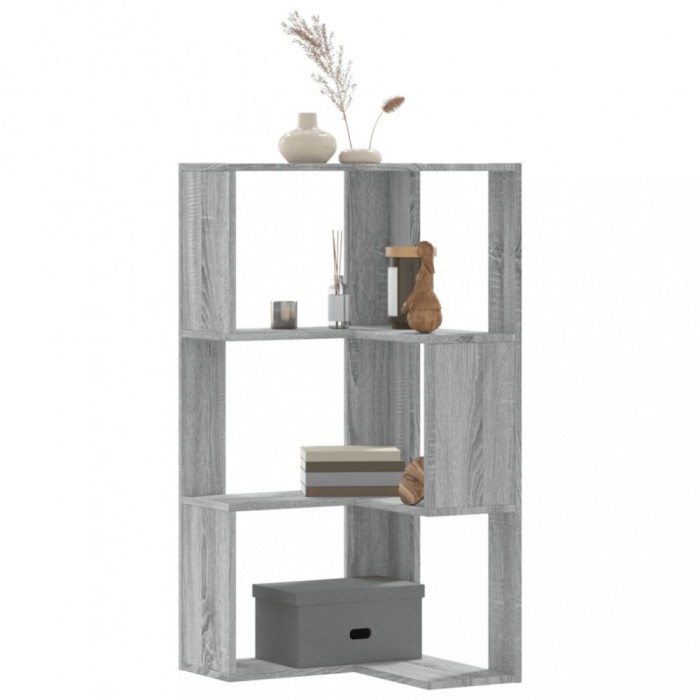 vidaXL Bibliotecă cu 3 niveluri gri sonoma 50x50x102 cm lemn prelucrat 852596