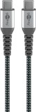 Cablu USB type C - USB type C 2m max. 20V 3A 60W gri/argintiu textil Goobay 49303