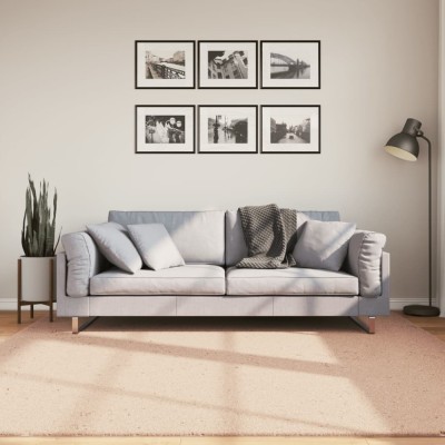 vidaXL Covor HUARTE, fir scurt, moale și lavabil, roz pudră, 200x200cm foto