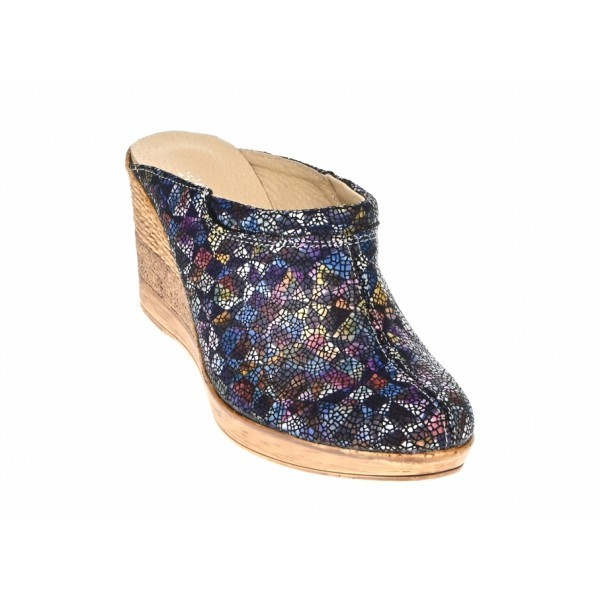 Saboti dama, color, din piele naturala, cu platforme de 7 cm, Ciucaleti Shoes