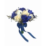 Buchet flori personalizabil, 17 trandafiri si hortensii, by Eventissimi, Alb Albastru