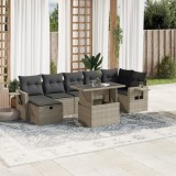 Cumpara ieftin Gossi set mobilier de gradina cu perne, 8 piese gri deschis poliratan