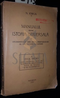 MANUALUL PENTRU ISTORIA UNIVERSALA AL STUDENTULUI DIN ANUL PREPARATOR AL FACULTATII DE LITERE foto