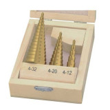 Cumpara ieftin Set burghie conice acoperite cu titan pentru tabla Wert 3500, O4-32 mm, 3 piese