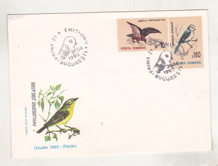 bnk fil FDC - Uzuale - pasari - 1993 (1)