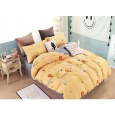 Lenjerie de pat pentru o persoana cu 2 huse de perna dreptunghiulara, Kalindi, bumbac mercerizat, multicolor