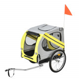 Remorca bicicleta transport caine Pet Joy 138 x 71 x 90 cm galben gri negru [pro.tec] HausGarden Leisure