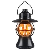 Lamp&Auml; camping retro portabil&Auml; neagr&Auml;, felinar led vintage, 1200mah, re&Atilde;&reg;nc&Auml;rcabil&Auml;, 3 moduri iluminare, intensitate reglabil&Auml;, 20 cm, c&Atilde;&cent;rlig ag