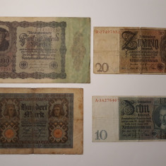 BANCNOTE GERMANIA -10 MARCI 1924 -20MARCI 1924 -100 MARCI 1920 -50000 MARCI 1922