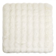 Perna pentru Scaun, Model Reliefat, Fără Brand, Culoare Albă, Dimensiuni 40x40cm, Imitație de Blană, Antiderapantă