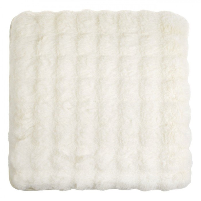 Perna pentru Scaun, Model Reliefat, Fără Brand, Culoare Albă, Dimensiuni 40x40cm, Imitație de Blană, Antiderapantă