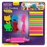 Set Plastilină Multicolor, 18 Piese, Forme Animale, Cilindru, Cuțit, Oem