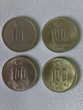Lot complet 4 monede 100000 lire - 100 bin lira - 2001-2004 Turcia-KM 1106 (61), Europa