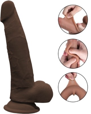 Dildo Grey Sliding&amp;amp;Bendable, TPE Strat Dublu, Maro, 22 cm, Mokko Toys foto
