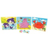 ​Set 3 Puzzle din lemn, animalute marine, 7Toys