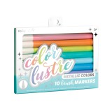 Carioci metalice cu pensula, Color Lustre, set 10 culori, Ooly