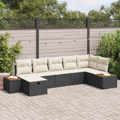 vidaXL Set de canapele pentru grădină 7 pcs Negru 55 x 62 x 69 cm 3360971 foto