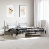 Gossi cadru de pat metalic cu tablie de cap/picioare, alb, 183x213 cm