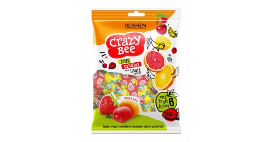 Mix Bomboane Gumate 200g cu Umplutura de Fructe Roshen Crazy Bee Fruity ...