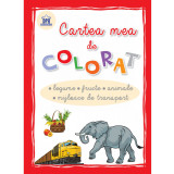 Cartea mea de colorat - Legume, fructe, animale, mijloace de transport -