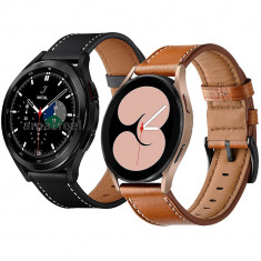 2x Curea de piele 20mm ceas Samsung Galaxy Watch 4 40mm 44mm Classic 42mm 46mm