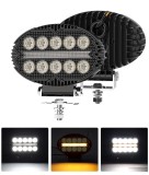 Cumpara ieftin Proiector 10 LED Halogen cu Lumina Alba si DRL Portocalie, 2000LM, 9-30V, Rezistent la Apa IP67