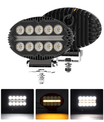 Proiector 10 LED Halogen cu Lumina Alba si DRL Portocalie, 2000LM, 9-30V, Rezistent la Apa IP67 foto