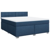 Cumpara ieftin Pat box spring cu saltea, albastru, 180x200 cm, material textil